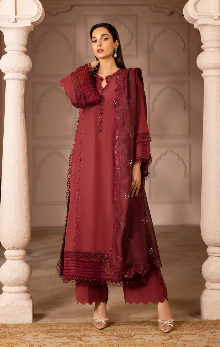 TESSA Almandine Garnet raw silk dress front view