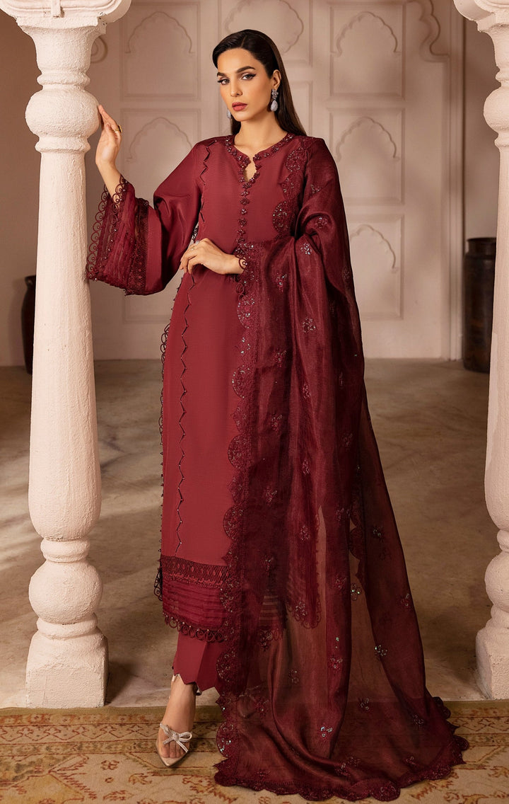 Model styled in Almandine Garnet by TESSA