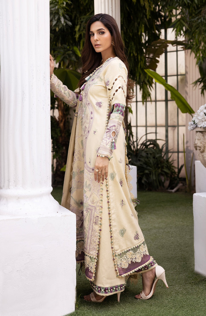 Side profile of model in Auro Attire outfit