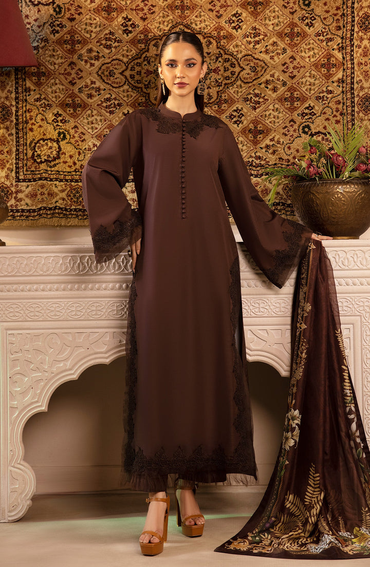 TESSA Chocolato Charm raw silk dress front view