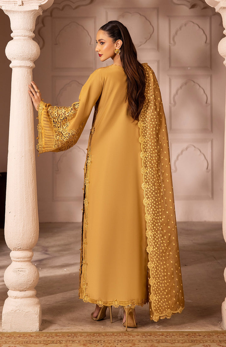 Back design of Crystal Cascades winter silk outfit