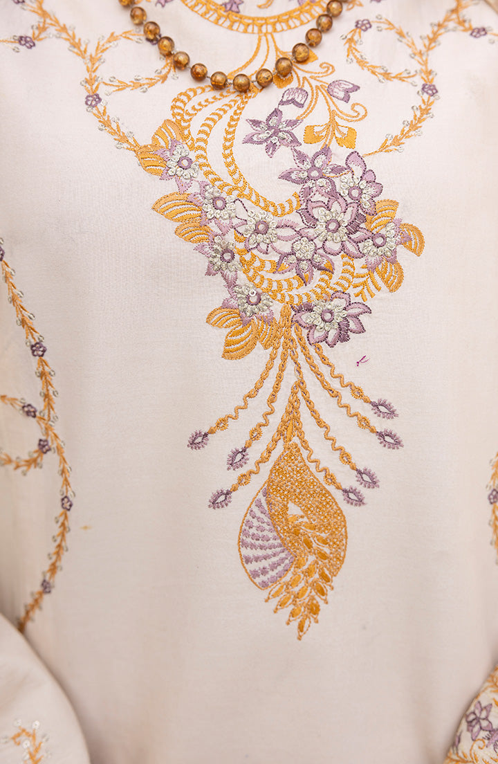 Neckline close-up of Ethereal Sand outfit
