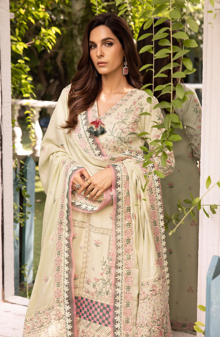 Neckline embroidery and buttons on Jubilant Grace