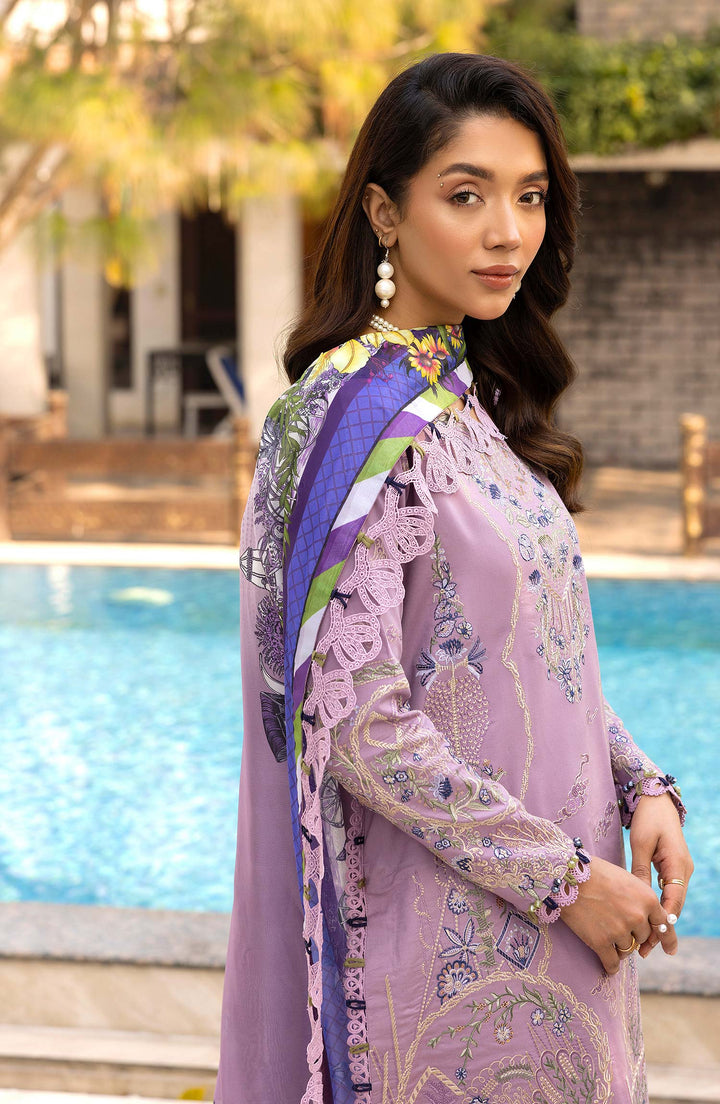 Neckline close-up of Lavender Mirage outfit