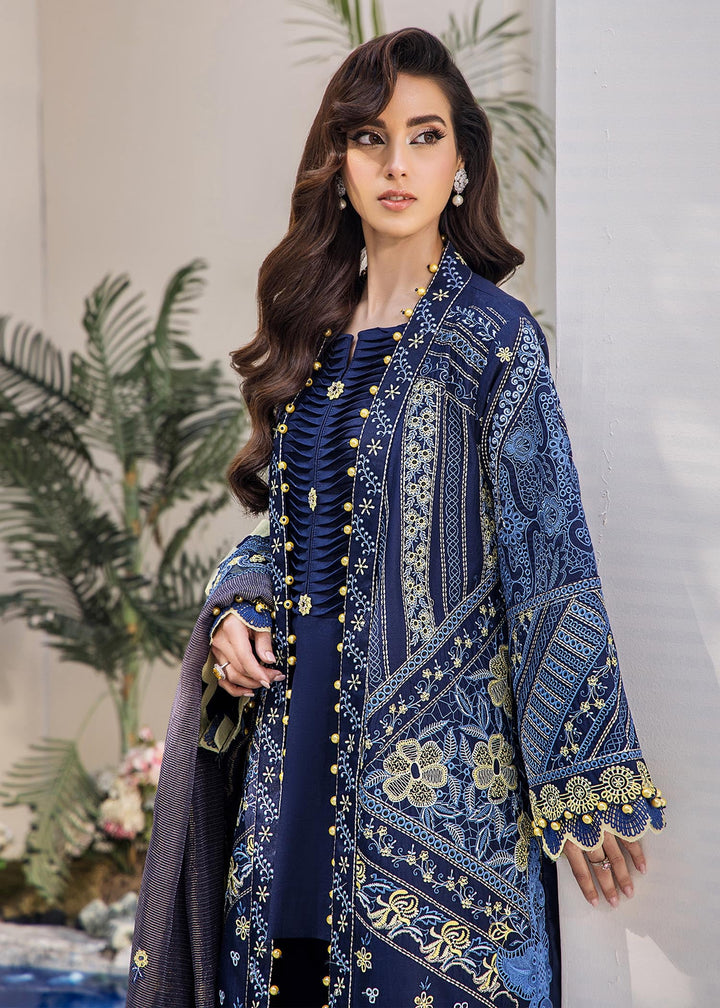 Close-up of Midnight Mirage embroidery and fabric texture