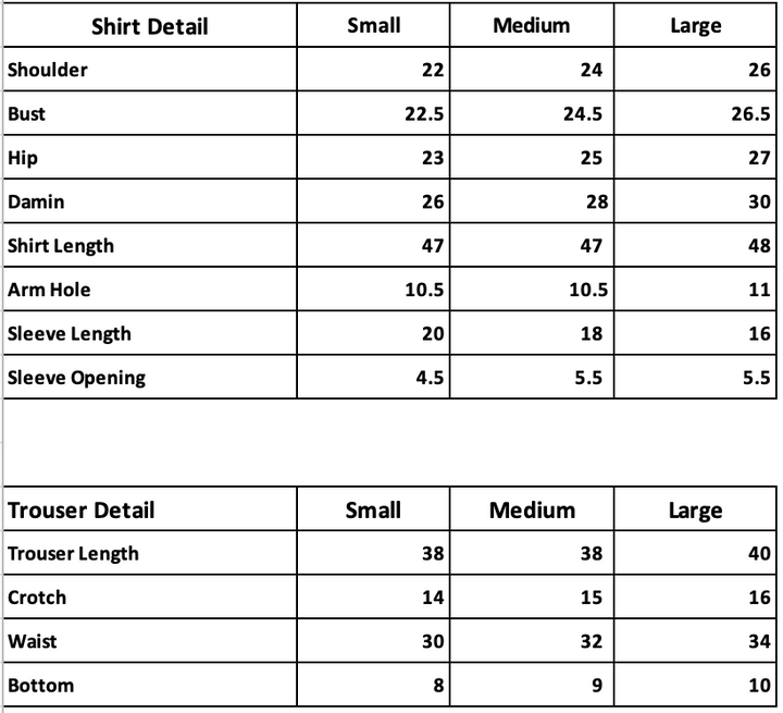 Size Chart of Tessa Minted Muse essential dress