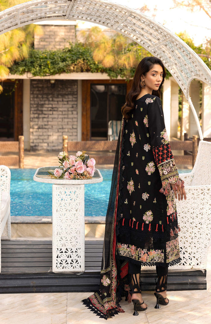 Back view of Onyx Eclipse outfit from Lawn '25 Collection