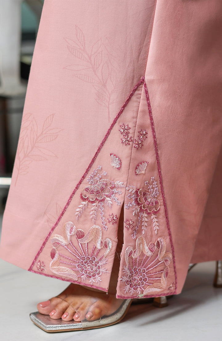 TESSA Pastel Blush trouser detail Essentials 2 piece embroidered lawn outfit
