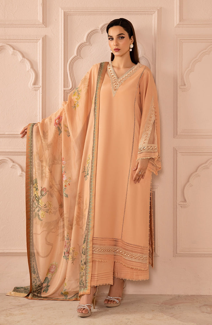 TESSA Peach Delight raw silk dress front view