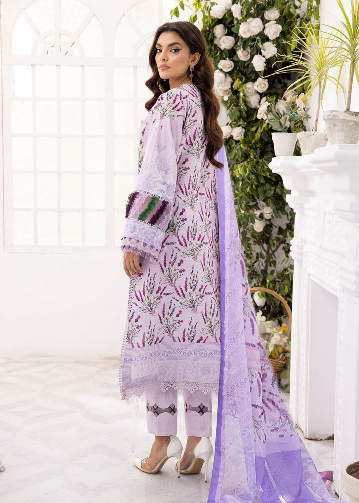 Back design with detailing of Purple Bloom dress