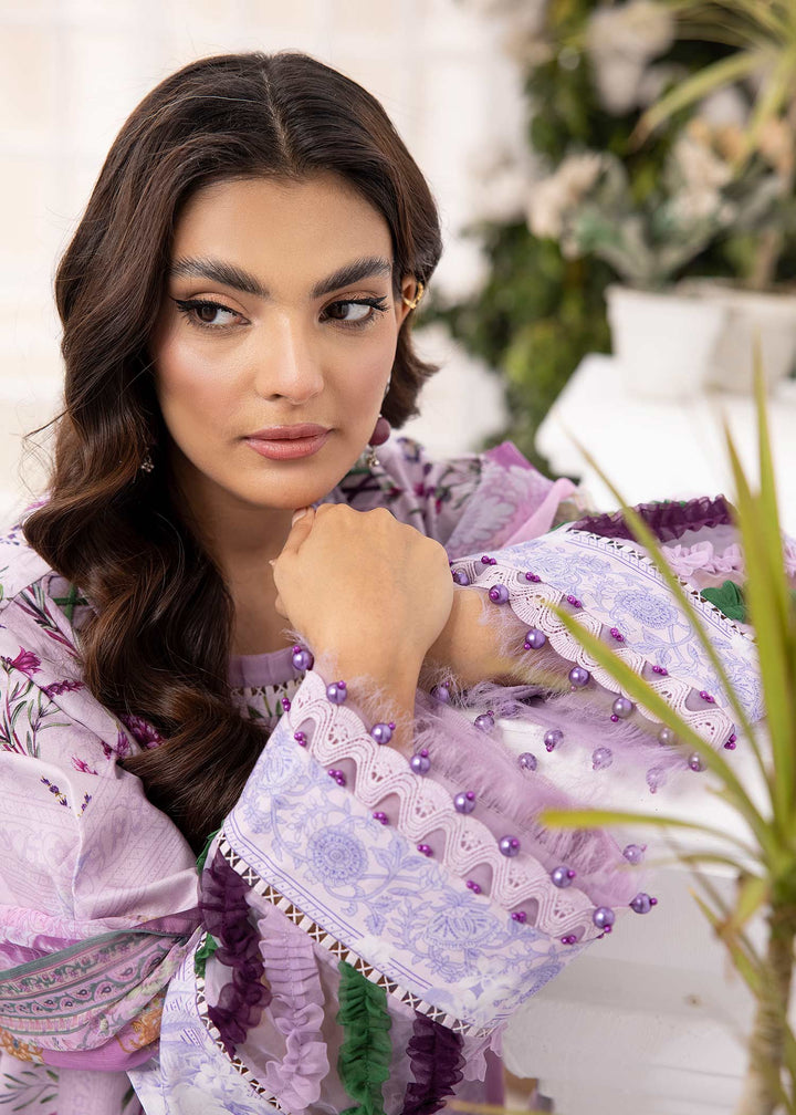 Close-up of Purple Bloom floral embroidery