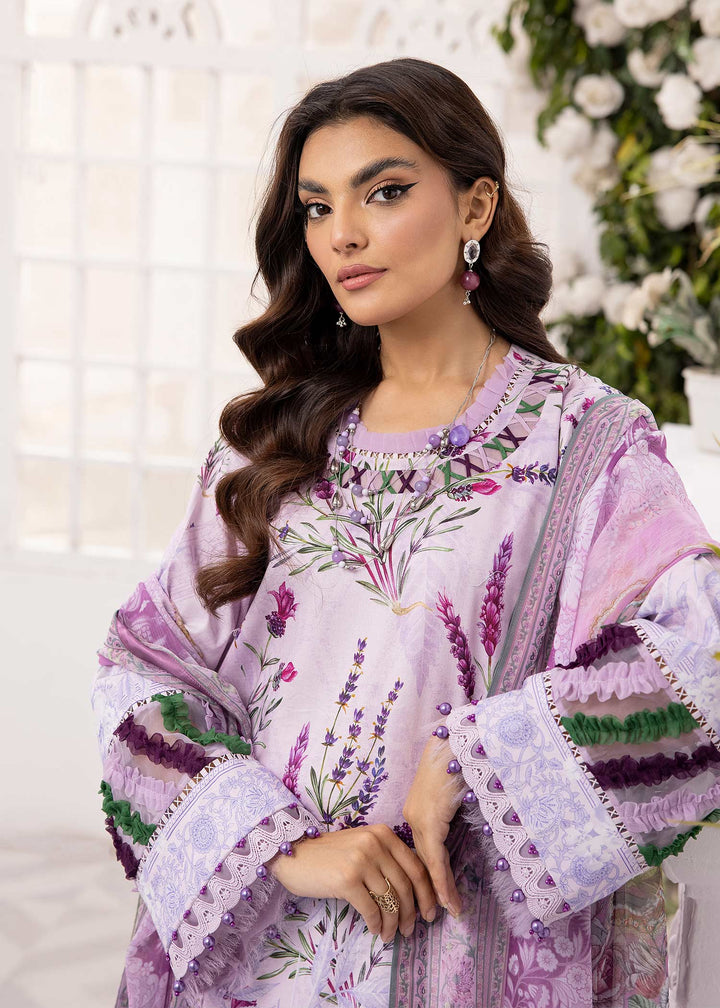 Purple Bloom dupatta captured mid-motion