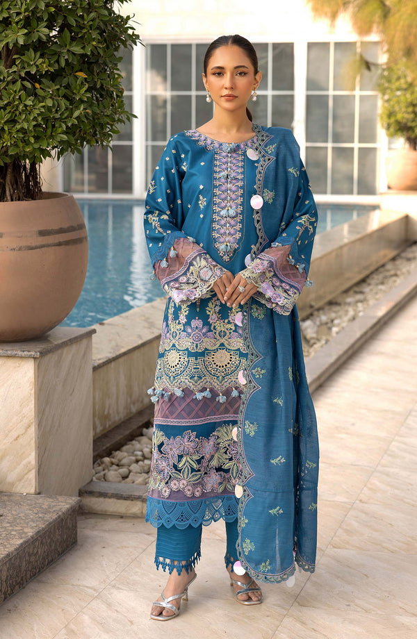 TESSA Sapphire Dusk luxury lawn outfit front view