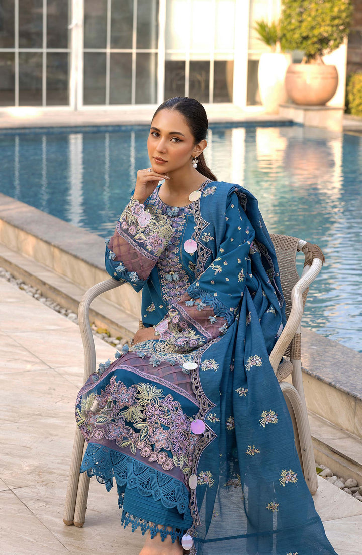 Sapphire Dusk dupatta flowing with elegance