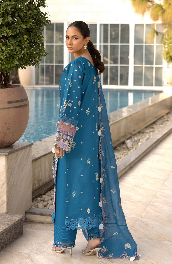 Back view of Sapphire Dusk lawn suit from Lawn '25