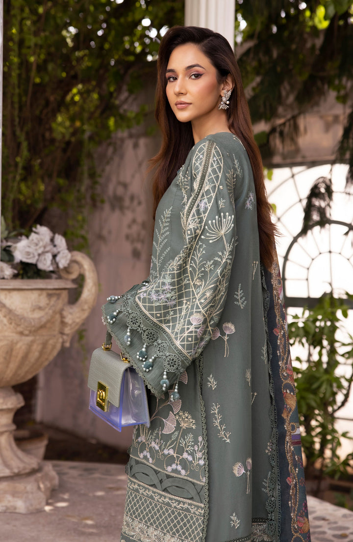 Side profile of model wearing Winter Wonderland dress